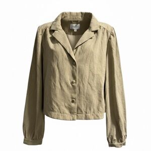 Kendall + Kylie Green Crop Button Up Blouse Medium